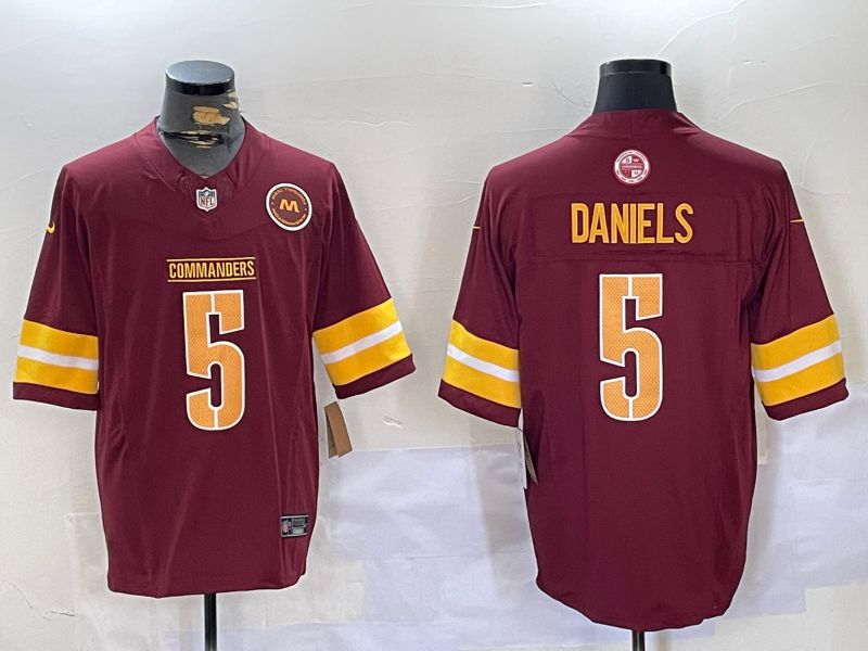 Men Washington Commanders #5 Daniels Red 2024 Nike Limited NFL Jersey style 2->washington commanders->NFL Jersey